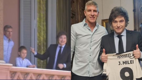 Martín Palermo visitó a Javier Milei y saludaron desde el balcón de Casa Rosada