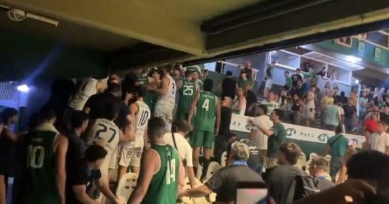 Escándalo en la Liga Nacional de Básquet: un jugador de Independiente de Oliva le tiró una botella al público de Ferro