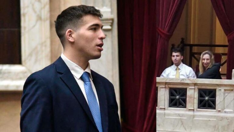 Diputada nacional Mónica Frade durante una intervención parlamentaria.