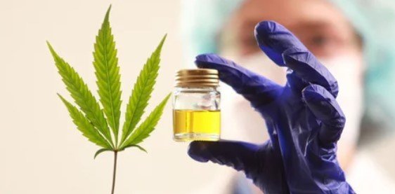 Ilustración conceptual de una molécula o estructura química, representando la investigación científica sobre cannabis medicinal.