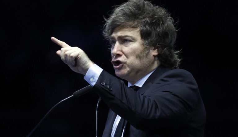 Javier Milei hablando en la Expo EFI