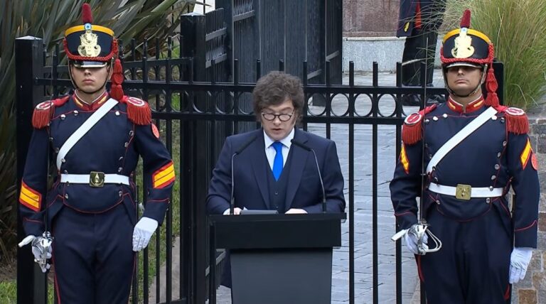 Presidente Javier Milei durante un discurso oficial.