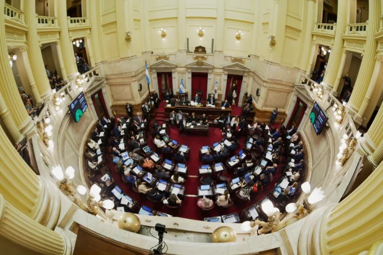 Sesión del Senado argentino con legisladores debatiendo
