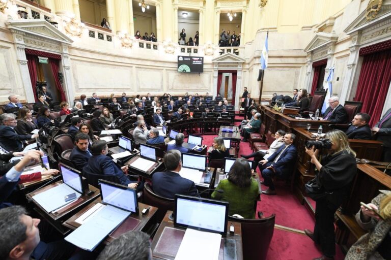 Sesión del Senado argentino con senadores en sus bancas