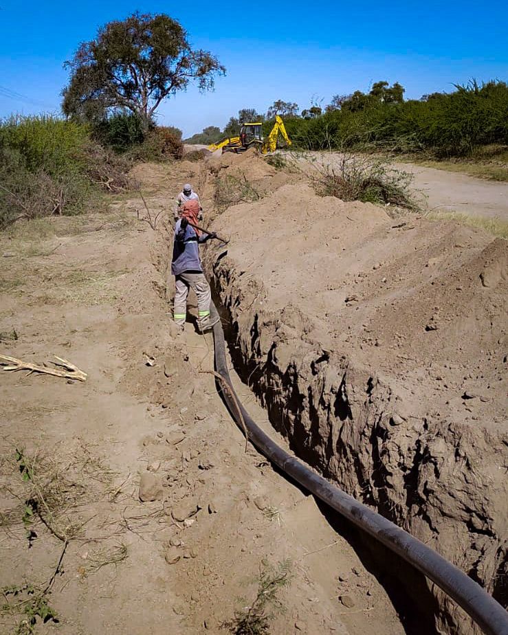 Obra del nuevo acueducto de Talamuyuna en La Rioja