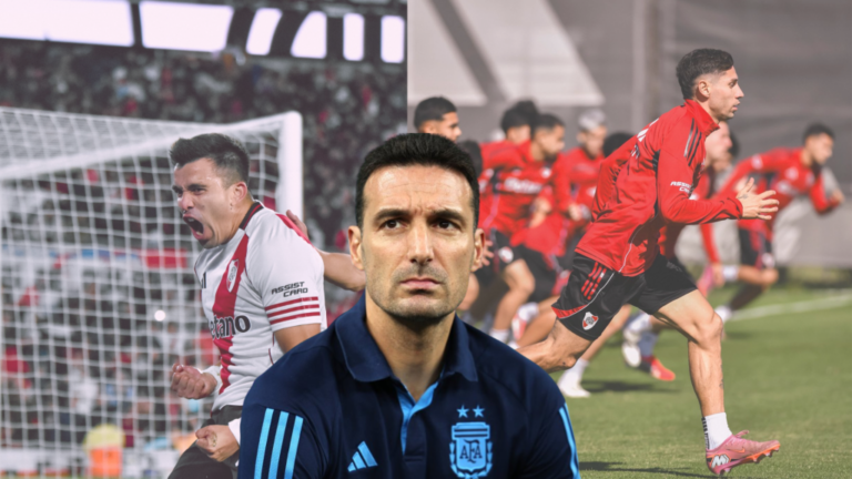 Gonzalo Montiel y Marcos Acuña lesionados durante el partido River vs Gimnasia